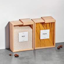 6/4/2/1 pièce Distributeur de nourriture en bambou et acrylique d'une capacité de 2 L, organisateur de cuisine pour les céréales, le riz, les pâtes et les collations. Solution de rangement durable et élégante pour une organisation facile. Boîte de rangement pour aliments, distributeur de grains, parfait pour ranger les céréales, le riz, la farine, les collations et les pâtes. Fournitures de cuisine pour la maison, bocaux de stockage alimentaire