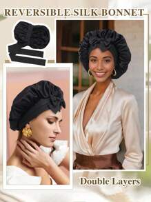 1 Pc Elastic Band Silk Smooth Color Styling Hair Net, Daily Home Hair Care Hair Net, Satin Silk Sleep Cap, With Straps And Headscarf, Suitable For Women And Natural Hair. Double-Layer Hyaluronic Acid-Infused Silk Sleep Cap, With Straps, Suitable For Curly Women And Men. Women's Silk Sleep Cap, Double-Layer Design, With Adjustable Elastic Bands And Silk Bow Hair Bands. Ladies' Elastic Silky Color Styling Hair Net, Daily Home Hair Care Hair Net.