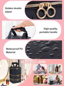 时尚指甲油收纳包可容纳 60 瓶指甲油和指甲灯、凝胶指甲油收纳包和储物盒、美甲工具、美甲套装用品收纳盒、PU 皮革美甲灯套装用品收纳包旅行装、双指甲收纳包和收纳盒（带支架和肩带）、送给朋友的理想礼物 - 彩色 - 查看 7