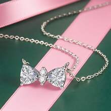 قلادة فضة إسترليني بسيطة بقلب مزدوج مطلي بالمينا الزرقاء والحمراء والوردية، سلسلة عظمة الترقوة مناسبة للملابس اليومية، هدية مناسبة للأمهات وعيد الأم