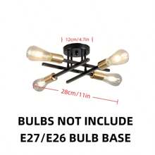 1pc 2/4 Bulb E27 Lamp Base Ceiling Lamp, Matte Black Modern Satellite Close To Ceiling Light, Chandelier Ceiling Fixture For Bedroom, Kitchen, Living Room, Dining Room - Black - View 14