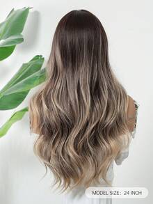24英寸渐变棕色波浪假发，女士款 - 合成纤维中分自然蓬松假发 - 适合日常佩戴及各种场合 - 彩色 - 查看 5