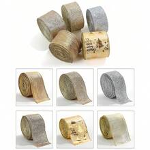 2m Gold Glitter Christmas Ribbon, Decorative Bow Material For Christmas Gifts Home Decor Christmas Decorations Room Decor Winter Christmas Decorations Home Christmas Gifts Christmas Decor - Multicolor - View 1