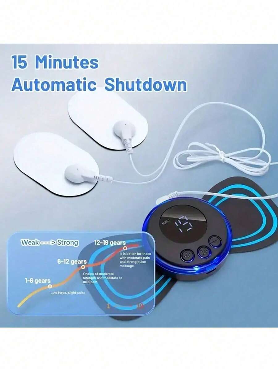 1 Set Portable Mini 8-Mode 19-Level Rechargeable Massage Machine, 1 Connector Clip + 1 Neck Massage Patch, Suitable As Holiday Gift For Shoulder, Neck, Leg Massage For Men And Women