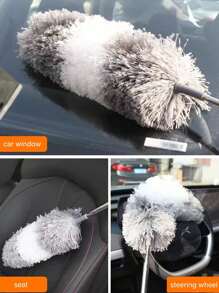 1 pieza Plumero extensible de microfibra súper con mango de acero inoxidable y varilla telescópica, cepillo de limpieza de polvo de fibra para el hogar, plumero retráctil, ideal para limpiar techos, ventiladores y muebles, para uso doméstico