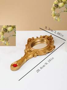 1pc Vintage Palace Style Resin Carved Decorative Hand Mirror,Makeup,Cheap,Room Decor,Vanity,Travel,Bedroom,Makeup Accessories,Mirror,Vanity Mirror,Mini Mirror,Compact Mirror,Mirror Small,Hand Mirror