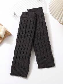 1對扭曲圖案保暖長筒襪套，針織保暖堆堆襪套，適用於秋冬季節，中筒襪套 - 彩色 - 查看 10