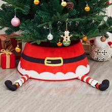 1 قطعة تنورة شجرة عيد الميلاد مع بوت بطول 40 سم، تنورة شجرة عيد الميلاد من الفلانيل ثلاثية الأبعاد مع قاعدة شجرة بأرجل رجل الثلج، غطاء قاعدة شجرة عيد الميلاد بتصميم قرية ريفية، ديكورات عيد الميلاد جميلة لتزيين غرفة الشتاء