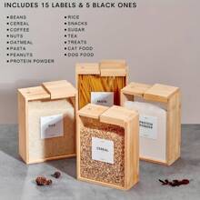 6/4/2/1 pièce Distributeur de nourriture en bambou et acrylique d'une capacité de 2 L, organisateur de cuisine pour les céréales, le riz, les pâtes et les collations. Solution de rangement durable et élégante pour une organisation facile. Boîte de rangement pour aliments, distributeur de grains, parfait pour ranger les céréales, le riz, la farine, les collations et les pâtes. Fournitures de cuisine pour la maison, bocaux de stockage alimentaire