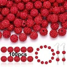 50/100pcs 10mm Handmade Ice Series Crystal Clay Beads - Baseball Sparkle Shamballa Disco Ball Design, Light Blue Fancy Sparkle, For DIY Jewelry Making, Necklace, Christmas Decoration, Crystal Beads, Necklace Bead Accessories, Shiny Bead Design, Handmade Beads