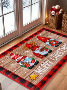 1 Stück Weihnachts-Fußmatte, Wichtel- und Schneeflocken-Design Teppich, Fröhliche Weihnachten Teppich, waschbarer Vorleger für die Haustür, schmutzabweisende Bodenmatte, Weihnachtsparty Dekoration, Weihnachtsdekorationen, Weihnachtsparty Zubehör - Weihnachtspuppe - Übersicht 6