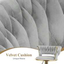 Nalupatio Set Of 2 Luxurious Bar Stools With Velvet Upholstery, Backrest & Footrest – Height Adjustable & Swivel, With Gold Metal Base - Light Grey - View 4