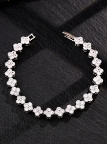 1pc Fashionable Colorful Four-Leaf Clover Copper Zirconia Bracelet For Men, Punk Hip-Hop Men's Bracelet, Suitable For Daily Wear - Bracelet - View 16