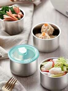1/2/4件套不锈钢套装，食品储存套装，圆形保鲜盒，午餐盒，冰箱冷冻室储存盒，密封盖，防臭，适用于水果、餐食和野餐的冷冻和微波炉，保鲜碗，家居装饰，派对和圣诞节储存 - 彩色 - 查看 3