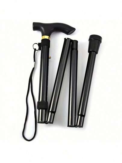 1 pieza Bastón de caminar ajustable de aluminio - Bastón de viaje plegable y ligero con mango ergonómico y punta de goma antideslizante, se colapsa para uso de ancianos/senderismo/uso diario - Ayuda de movilidad, soporte para ancianos, bastón de trekking, accesorio de viaje esencial, bastón plegable, bastón de caminar ligero, accesorios de viaje, ¡idea de regalo para ancianos!