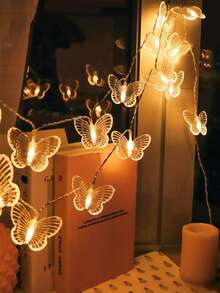 1pc 10/20 LED Transparent Butterfly Shaped Decorative String Lights, Ladies Bedroom Butterfly Lights, Battery Powered, Warm/Colorful Light Options, Suitable For Valentine's Day Decoration - Clear - View 5