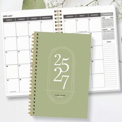 Trees 2025-2027 年计划本，周计划/月计划笔记本，螺旋装订，学术预约簿，日程日记，提升效率，8*6 英寸