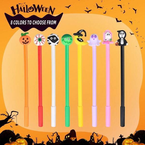 20 Halloween-Themen Gelschreiber mit 0,5mm Spitzen, inklusive Geist, Kürbis und Hexenhut Designs - perfekt als Belohnung im Klassenzimmer oder als Schreibwaren-Geschenke zur Schulanfang, Lehrergeschenke und Büro-Essentials