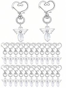 30pcs Angel Wing Pendant Keychains, Suitable For Baptism Gifts, Party Favors, Birthday Gifts, Souvenirs,Christening Favors,Baby Shower Guest Gifts - White - 30 Pieces - View 1