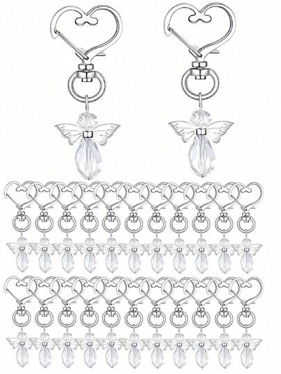 30pcs Angel Wing Pendant Keychains, Suitable For Baptism Gifts, Party Favors, Birthday Gifts, Souvenirs,Christening Favors,Baby Shower Guest Gifts