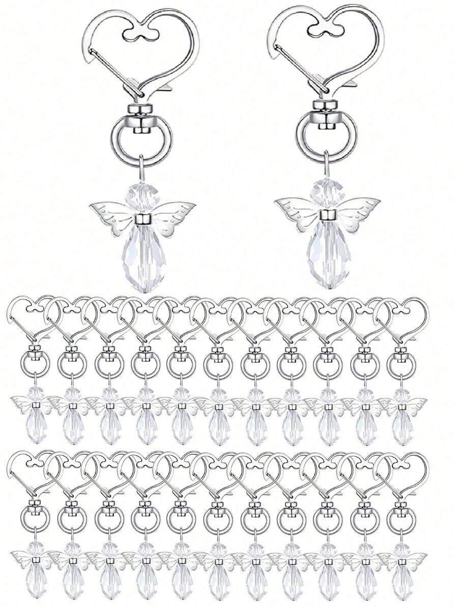 30pcs Angel Wing Pendant Keychains, Suitable For Baptism Gifts, Party Favors, Birthday Gifts, Souvenirs,Christening Favors,Baby Shower Guest Gifts - White - 30 Pieces - View 1