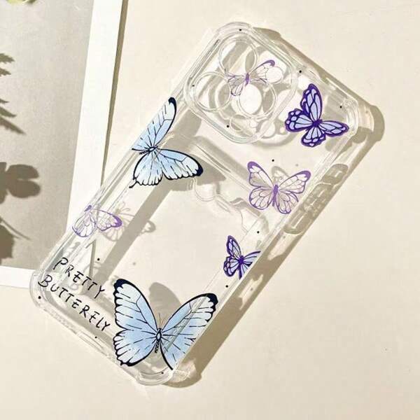 1pc Transparent Heart & Butterfly Card Slot Phone Case Suitable Compatible With Apple 16, 16 Pro, 16 Pro Max, 15, 14, 13, 12, 11 Pro Max, 14 Plus, Transparent Wallet Phone Case Suitable For Samsung S21, S22, S23, S24, S25, A26, A36, A52, A22 Series