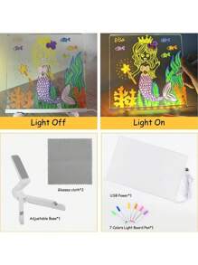 Acrylic Dry Erase Board With Led Light Up Dry Erase Board With Stand As A Glow Memo LED Letter Message Board Led Note Board White Board With 7 Color Pen For Office School Home,Back To School