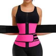 1pc Women's Waist Trainer, Waist Cincher, Sauna Sweat Waist Belt, Sports Waist Belt, Waist Trimmer, Waist Slimming Belt, Abdominal Trainer - Hot Pink - View 1