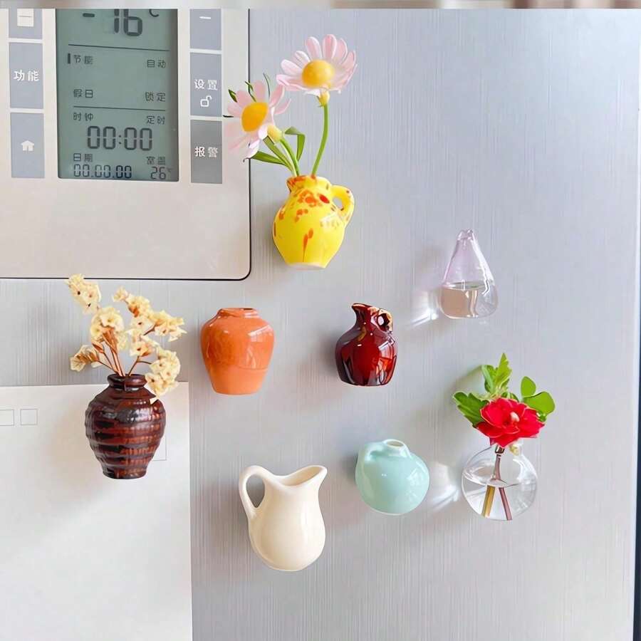 Bình hoa mini 6 chiếc - Bình hoa nụ nhỏ xinh xắn bằng gốm sứ 3D, phụ kiện vui nhộn, trang trí nhà bếp, văn phòng, bình hoa mini, bình hoa thu nhỏ, thiết kế duyên dáng và dễ thương, hoàn hảo cho hoa khô, bình hoa nụ số lượng lớn, đồ thủ công độc đáo và đáng yêu, trang trí nhà cửa, trang trí phòng học, đồ dùng học tập, trang trí nhà bếp mới năm 2025 - 6PC - Xem 1