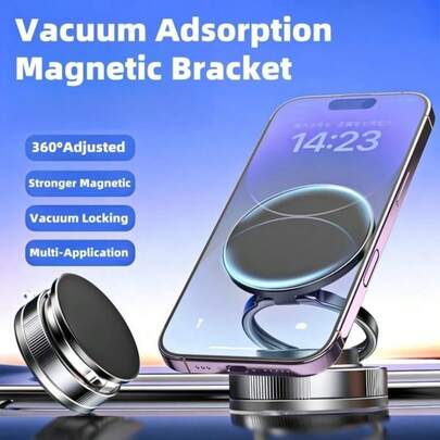 Magnetic Phone Holder, Vacuum Suction Cup Stand, 360° Adjustable, Foldable Ring Grip, Dashboard Car Phone Mount, Universal Smartphone Holder, Desk Phone Stand, Hands-Free Holder, Strong Magnetic, Portable Phone Stand, Compatible With IPhone, Android Phones, Birthday Gift, Gift For Family And Friends, Car Accessories, Car Phone Mount