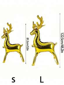 1pc Gold Standing Reindeer Balloon, Large Christmas Reindeer Balloon, Santa Sleigh Reindeer Balloon, Inflatable Standing Reindeer Christmas New Year Party Decor, Suitable For Christmas Decoration On Stairs, Christmas Tree