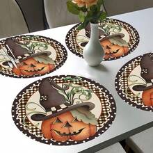 2pcs/4pcs/6pcs Pumpkin Face Pattern Silicone Coasters, Home Decor, Suitable For Halloween, Can Be Used As Halloween Gift, Halloween Decoration, Applicable To Dining Table, Coffee Bar, All Season Decoration, Washable Placemats, Room Decor, Coasters, Drink Mats, Drain Mats, Kitchen Dining Table Mats, Indoor/Outdoor Party Decoration, Home Decor, Ideal Gift
