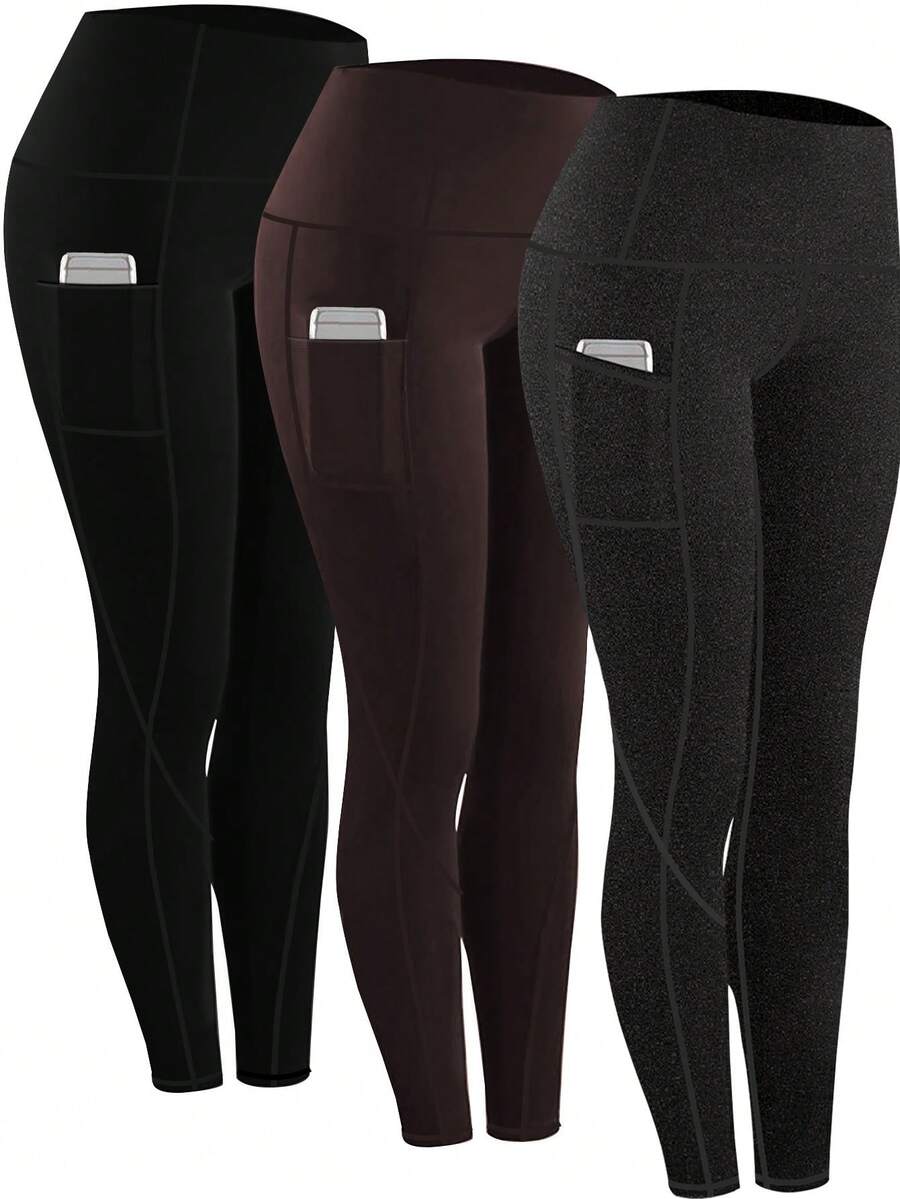 Bộ 3 món quần yoga cỡ lớn, quần legging yoga bó sát, quần chạy bộ bó sát, quần bó eo thon gọn, quần thể thao mùa xuân.