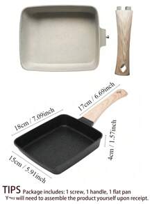 1 Nonstick Japanese Omelette Egg Stone Pan Kitchen Tamagoyaki Pan Handle Pan Kitchen Frying Pan Daily Use Steak Pan Multi-Function Egg Pan Daily Egg Roll Pan Breakfast Rectangular Steak Pan Anti Scaling Handle For All Stove
