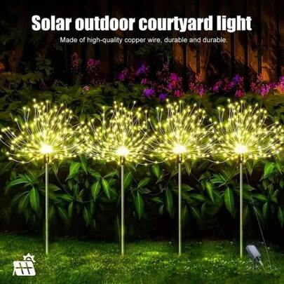 2pcs 320LED 240LED 8 Modes Solar Powered Fireworks Lights Suitable For Garden Patio Sidewalk Party Wedding Outdoor Lawn Lights