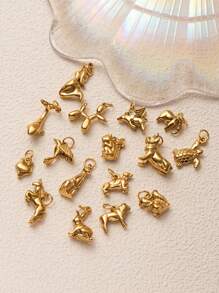 1pc Fashion Gold Animal Series Lion Elephant Whale Big Dog Sea Turtle Unicorn Exquisite Pendant, Electroplated 18K Gold, Waterproof And Sweatproof, Suitable For DIY Necklaces, Bracelets, Earrings, Keychains, Bag Chains, Shoe Buckle Accessories, Women's Jewelry Accessories, DIY Accessories - Gold - View 3