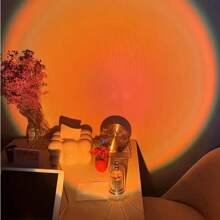 1pc Sunset Ambiance LED Light - Romantic Sunset Projection Lamp, Suitable For Bedroom And Living Room Decor, Especially Suitable For Photography, Parties, Weddings And Birthdays, USB Powered, No Battery Required, Working Voltage <36V, Sunset Decor | Warm Atmosphere USB Powered Light, Sunset Decor Photography Monochrome Sunset Lamp, Romantic Background Atmosphere Light, Convenient To Carry Outdoors, Versatile Power Bank, Suitable For White Wall Background Accents, Indoor Photo Backdrop Decoration Light - Monochrome Sunset Light - View 8