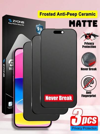 ZYONS 3pcs Screen Protector For IPhone 17 Pro Max, 17 Pro, 17 Air, 17, 16 Pro Max, 16, 16 Pro, 16 Plus, 14 Pro Max (6.9/6.7 Inch), Made Of High-Quality 9H+ Ceramic Film, Non-Glass Material, Soft & Comfortable, Scratch-Resistant, Sensitive Touch, Suitable For Phone Case, Ideal Gift For Birthday, Family, Friends, Essential Phone Screen Protector And Accessory