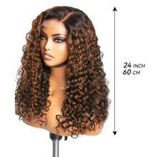 30 Inch Highlight Ombre Lace Front Wig Human Hair Pre Plucked 1B/30 Black Brown 13x4 HD Lace Frontal Wigs Human Hair Deep Wave Honey Blonde Human Hair Wigs - Bắt nguồn từ & Ombre - Xem 6