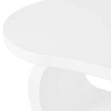 Modern Cloud Coffee Table With 1.5" Thick Tabletop, Cream Style Irregular End Table With Curved Legs, Unique Design Accent Table With Round Edge For Living Room, Apartment, White