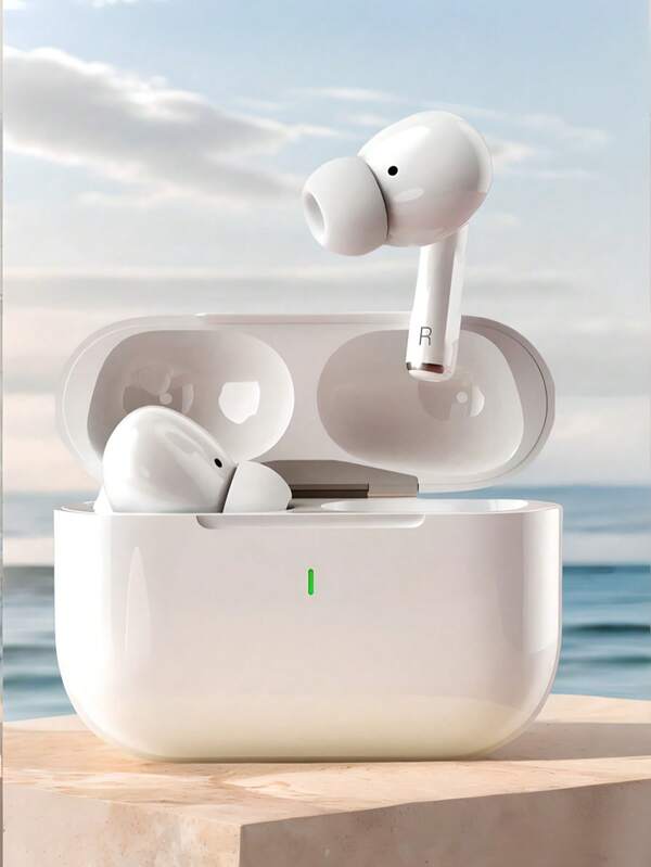Wireless Earphones With Mic Charging Bay Headset White Earbuds Long Battery Stereo On-Ear Headphones Touch For OS/Apple/ Gifts