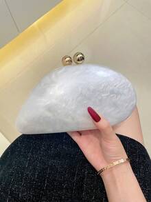 2025春季时尚婚礼手拿包，欧美风格亚克力亮面晚宴手提包，蛋形单肩包，个性斜挎，完美搭配舞会配饰，完美搭配新娘派对