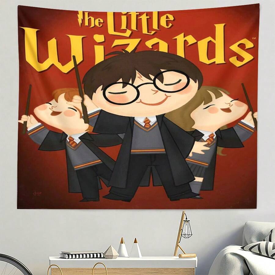 WB 1PC DC Harry Potter Little Wizard Art Tapestry, Suitable For All Seasons. Practical Decorative Background For Dormitories, Bedrooms Or Living Rooms, Ideal Birthday Gifts For Friends And Family, Halloween Home Decoration