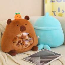 Keylingwd 13.7*13.7in Snack Bag Capybara Pillow Plush Toy, With Six Small Dolls Inside, Children's Plush Toys, Birthday Gifts For Boys And Girls ,Very Cute, Soft And Comfortable Dolls, Plush Filling, Perfect Gift For Holidays And Birthdays, Decorative Pillows For Living Room Sofas - Multicolor - View 7
