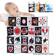 1 Stück Baby Spielzeug, Schwarz-Weiß Kontrast Stoffbuch, visuelle sensorische Anregung, Frühförderung Spielzeug für Babys