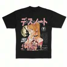 Misa Vintage Graphic Tees,  Tshirt,  Merch, Anime Clothing, Unisex Manga Anime Shirts Top Menswear Womenswear Streetwear - 黑色 - 查看 1