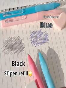 可擦速干 0.5 毫米笔尖时尚马卡龙色调中性笔，适合学生使用 - 流畅书写，蓝色和黑色，美观大方，适合学校、办公室和考试准备