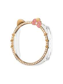 1pc Cute Cartoon Cat & Rose Gold/Silver Watch Case Protector Compatible With Samsung Galaxy Watch 7 FE 6 5 4 40mm 44mm / Watch 5 Pro 45 44mm / Watch6 43mm / Watch4 Classic 46mm, Luxury Rhinestone Jewelry Decorated, Shiny, Protective Cover For Young Fashionable Women