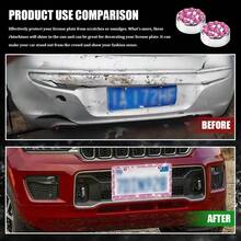 闪亮车牌框，水晶水钻不锈钢女士车牌框，钻石汽车外观装饰，送给她的完美礼物，汽车配件，适用于大多数车型