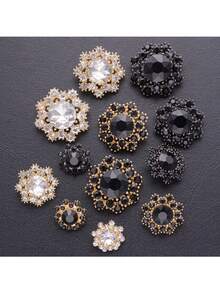 4 件套多色多尺寸水钻镂空经典金属纽扣，DIY 装饰外套、夹克、缝纫用品、服装配饰 - 彩色 - 查看 11